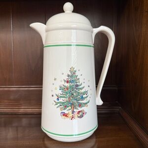 Vtg Coffee Carafe Hot Cold Glass Vacuum Insulated Nikko Holidays Christmas